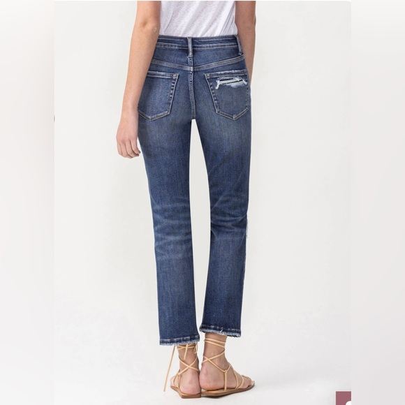 Lovervet Vintage High Rise Stretch Crop Distressed Straight Jean, Sz 27/5 - Picture 2 of 16